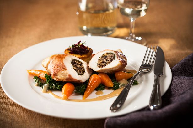 Chicken breast stuffed with haggis & wrapped in pancetta